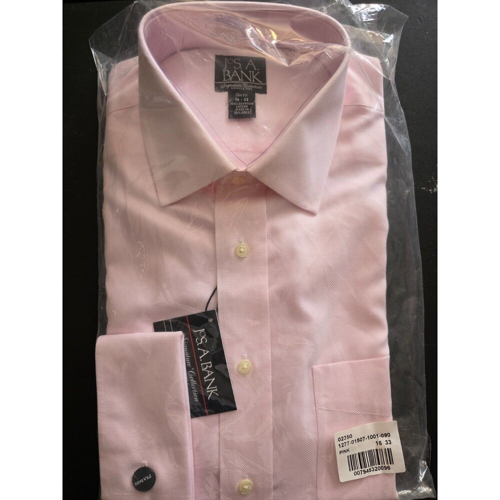 Jos. A. Bank Signature Collection Men's Dress Shirt Pink, Slim, 16/33